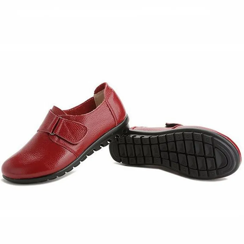 Genuine Pebble Leather Velcro-Close Slip-On Loafers - Your Choice of Warm or Regular Lining