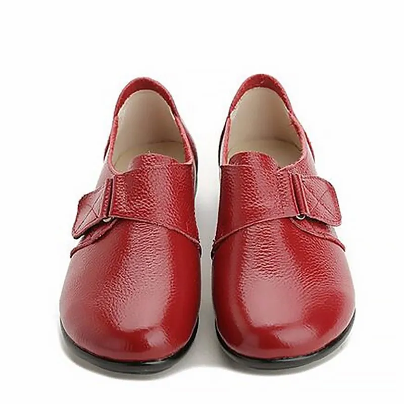 Genuine Pebble Leather Velcro-Close Slip-On Loafers - Your Choice of Warm or Regular Lining