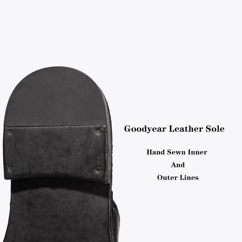 Goodyear Tassel Detail Horse Leather Loafer Mules Backless Loafers in Black/Gray