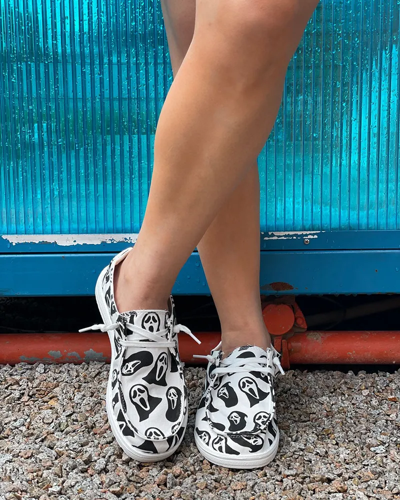 Halloween themed printed canvas shoes