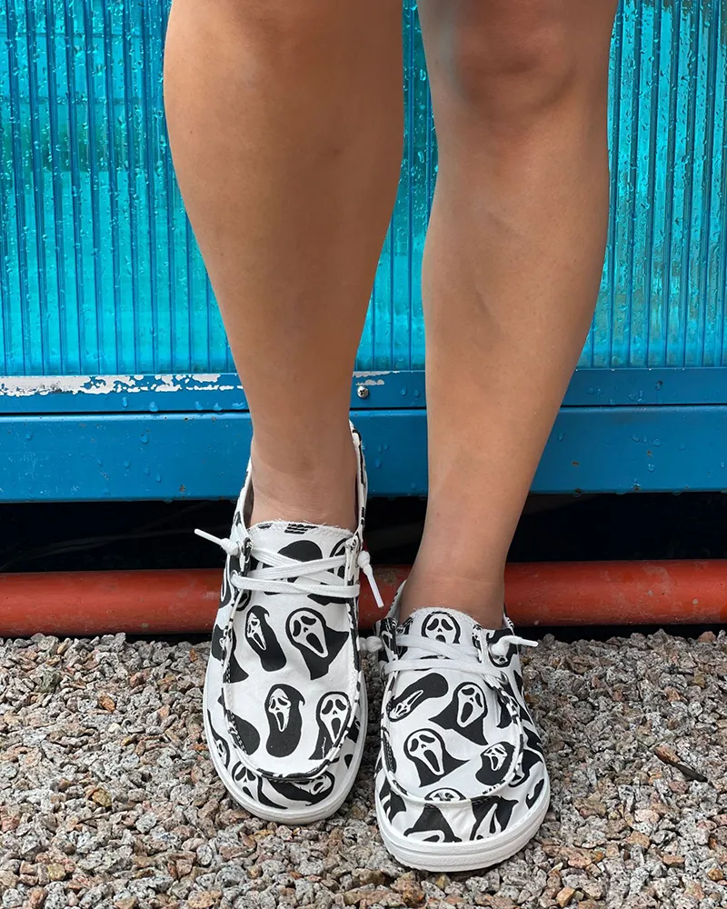 Halloween themed printed canvas shoes