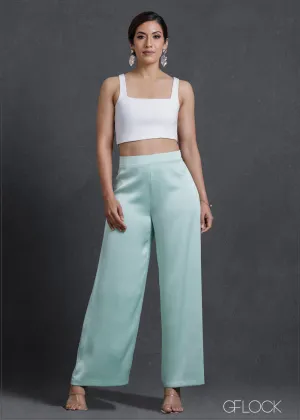 High Waisted Straight Leg Satin Pant - 230224