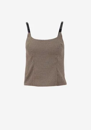 Houndstooth Buckle Straps Top