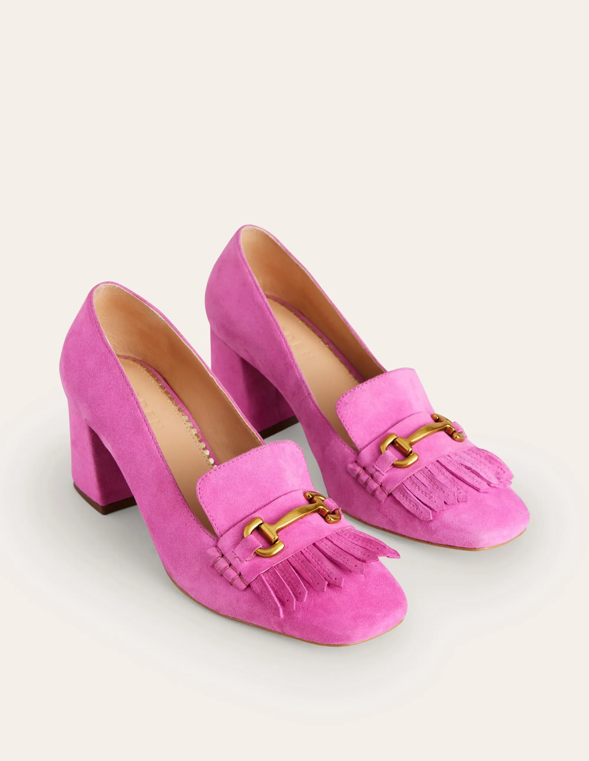 Iris Ghillie Heeled Loafers-Tickled Pink Suede