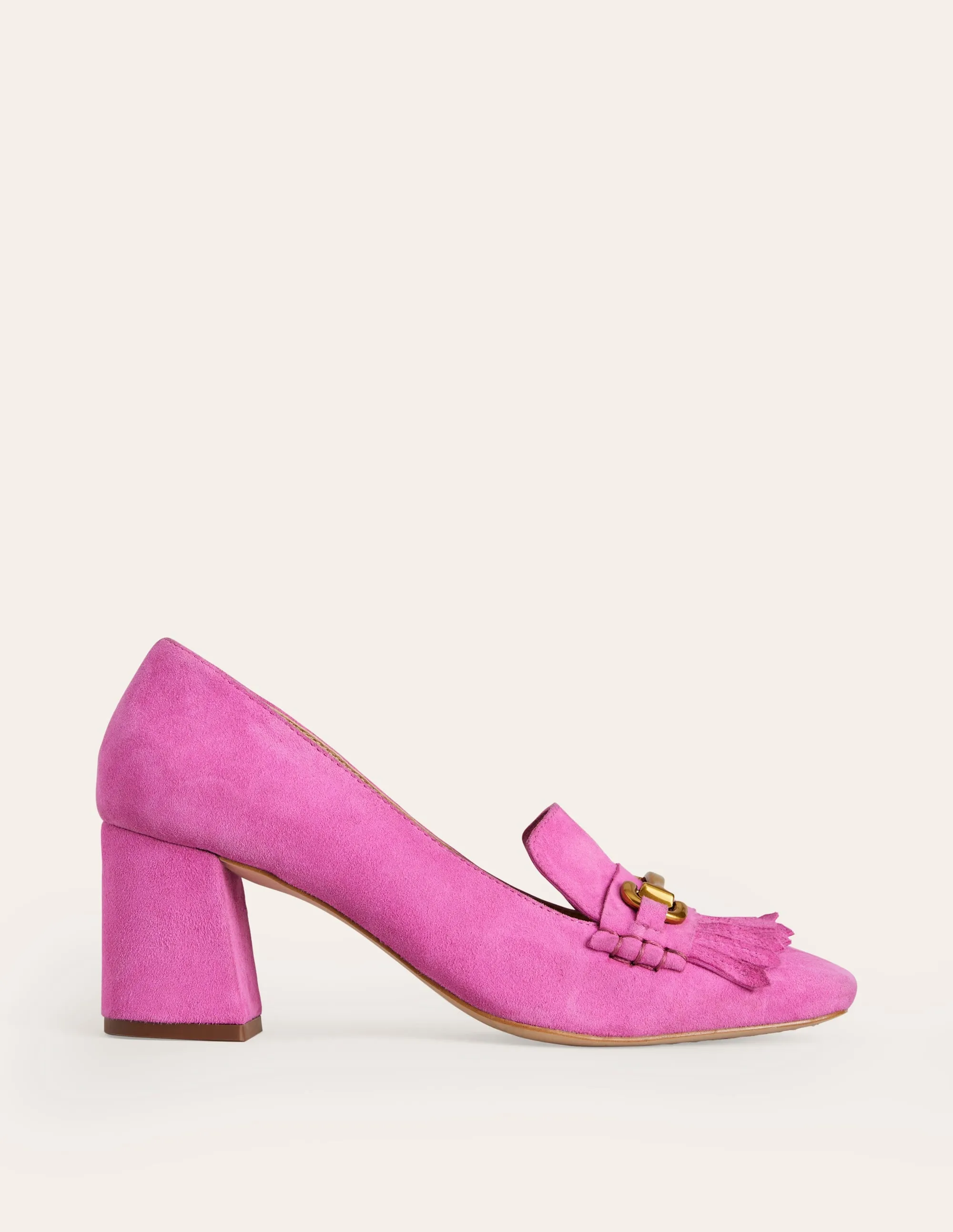 Iris Ghillie Heeled Loafers-Tickled Pink Suede