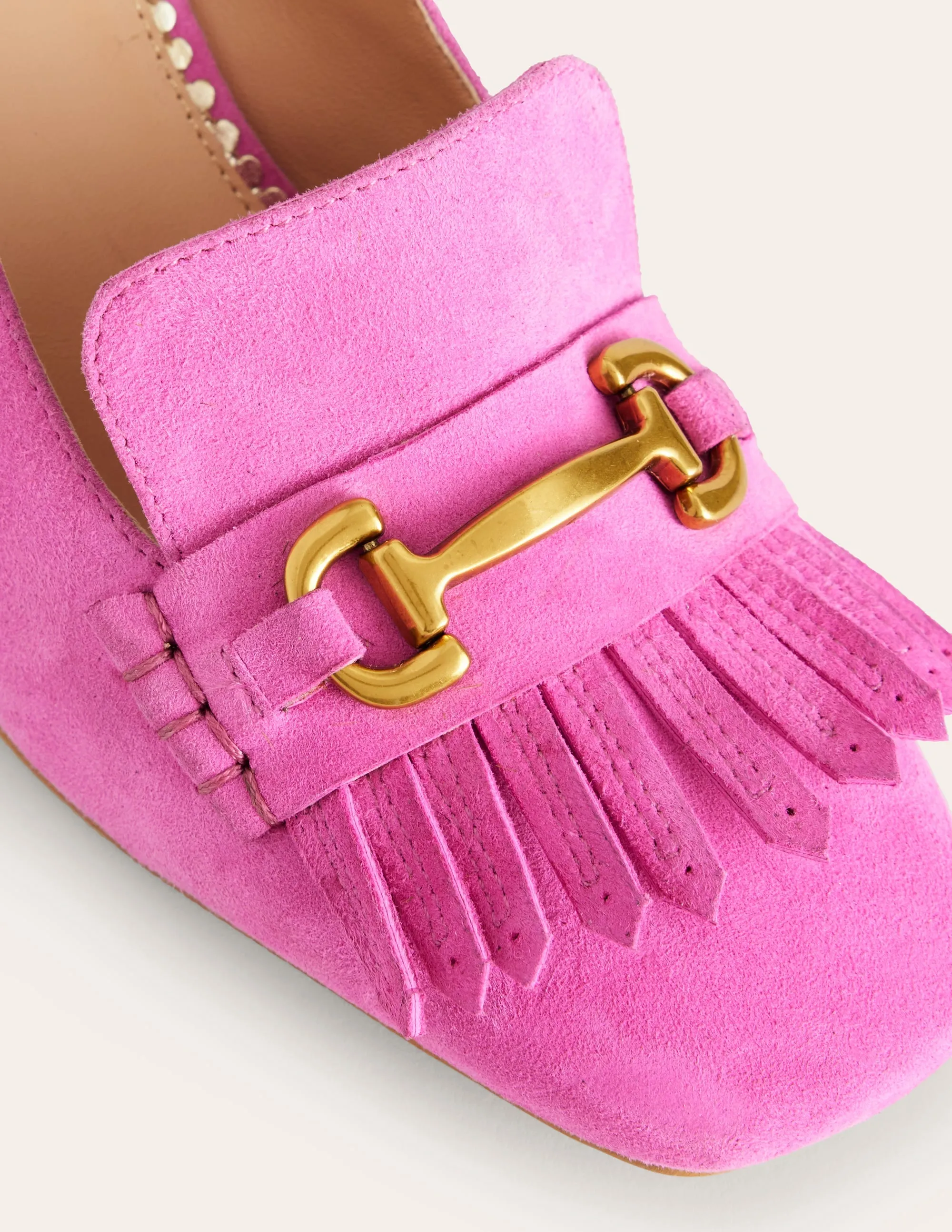 Iris Ghillie Heeled Loafers-Tickled Pink Suede