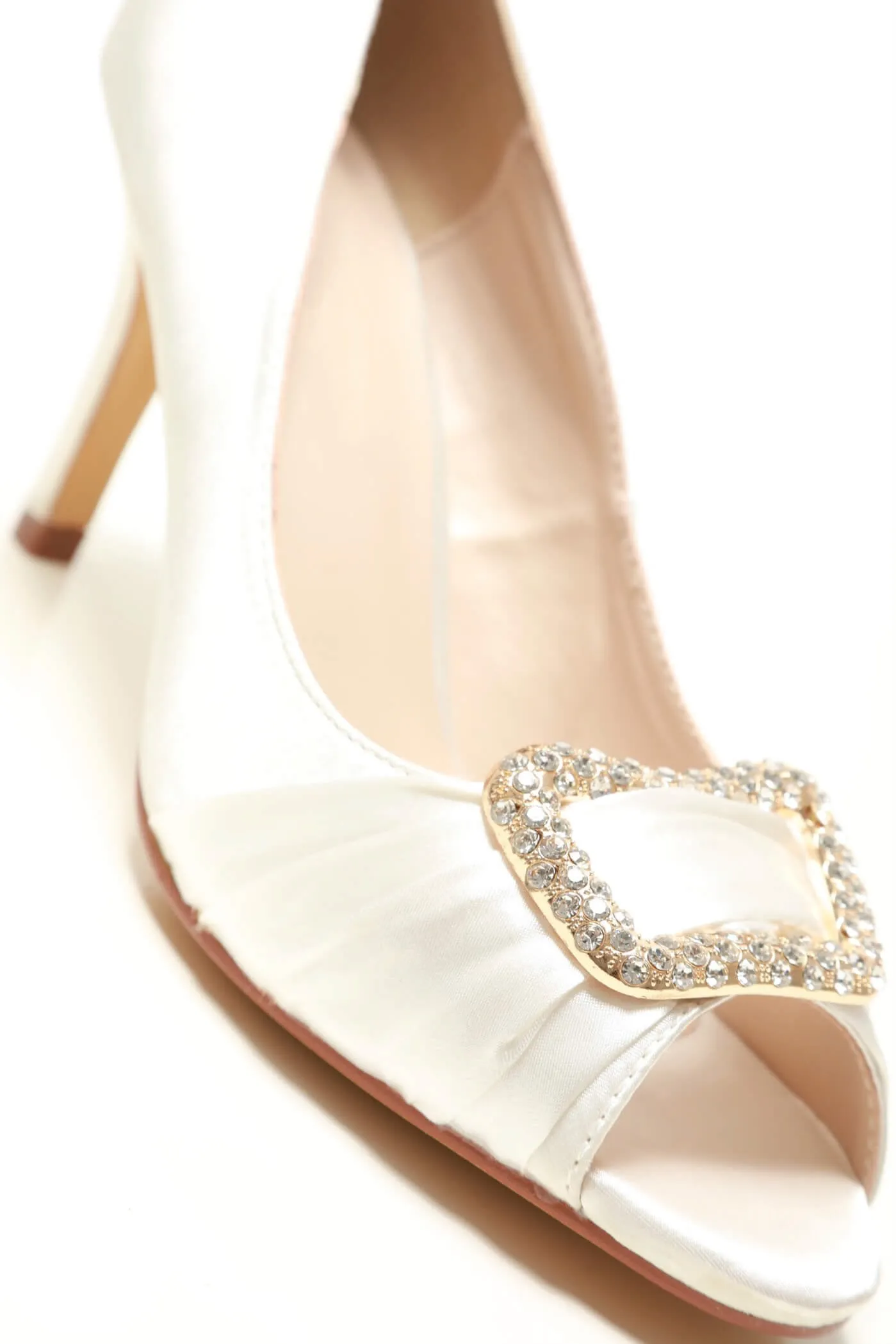 Layla high heel open toe satin broach