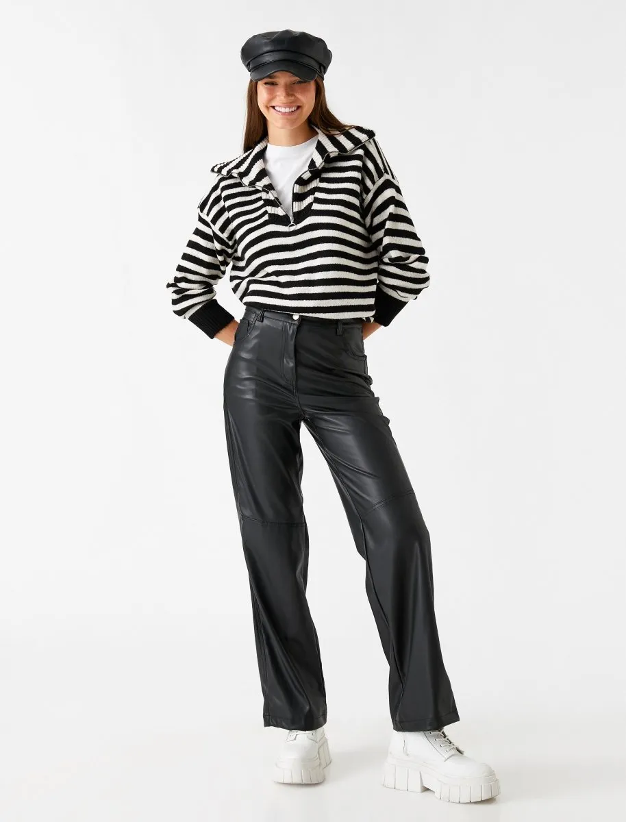 Leather Straight Leg Pants