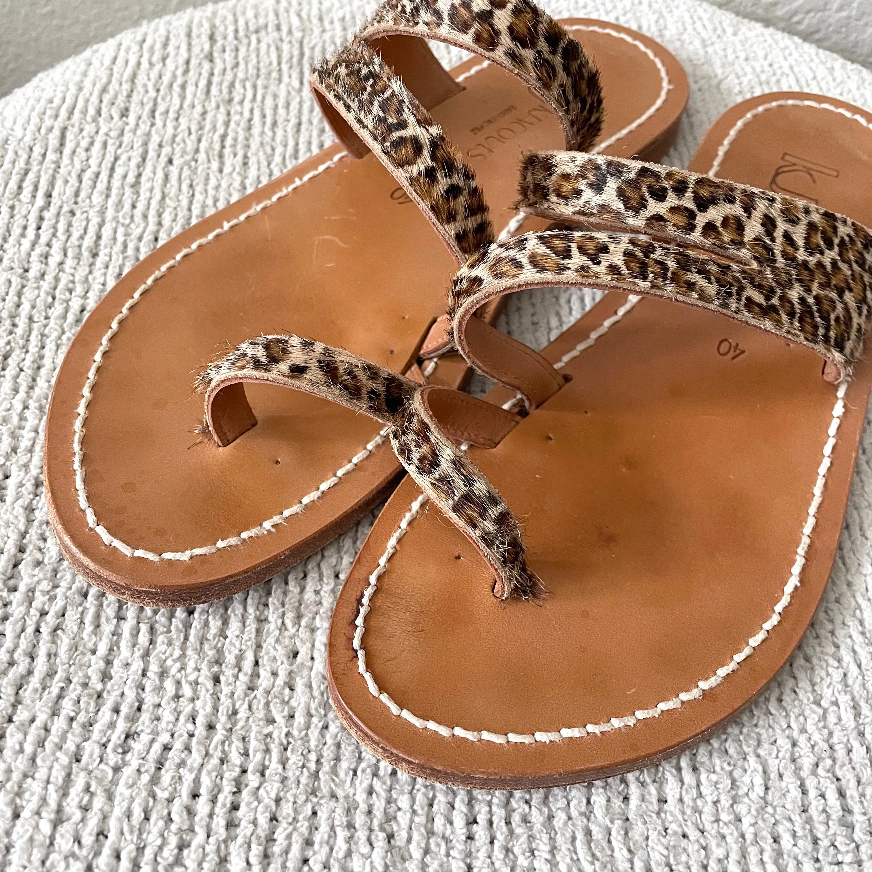 Leopard Pony Hair Sandals