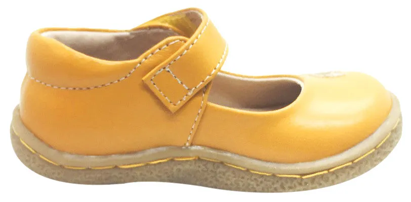 Livie & Luca Girl's Pio Pio Butterscotch Natural Leather Shimmer Dove Hook and Loop Mary Jane Shoes