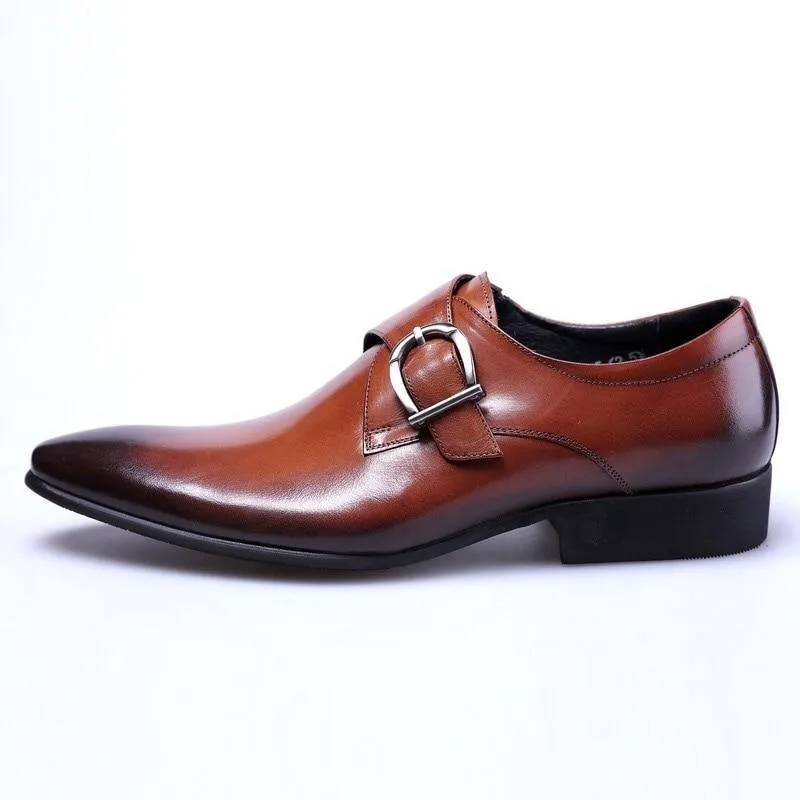 Luxury Men's Leather Monk Strap Oxford Shoes