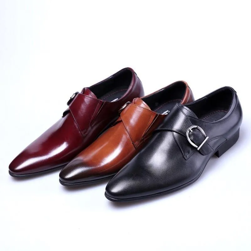 Luxury Men's Leather Monk Strap Oxford Shoes