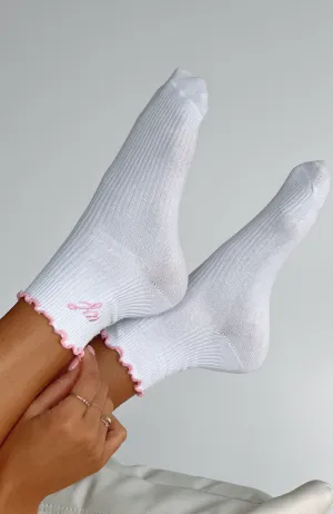 Me Time Socks White/Pink