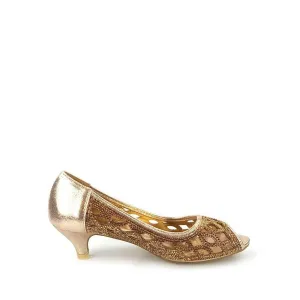 MEDINA Open Toe Kitten Heel Diamante Shoe