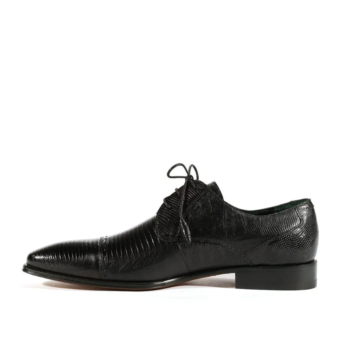 Mezlan 4818-L Men's Shoes Black Exotic Genuine Lizard Derby Cap-Toe Oxfords (MZS3367)