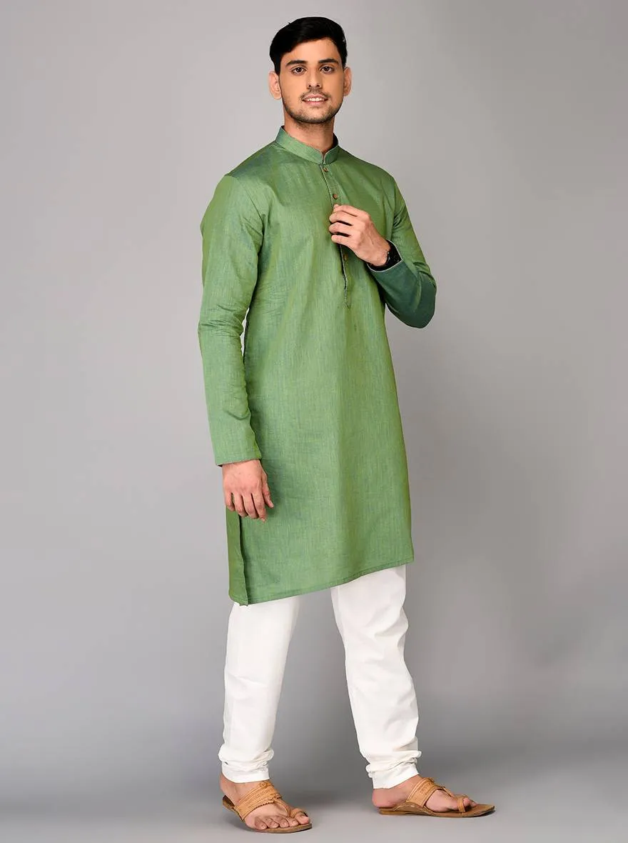 Moss Green Solid Asymmetric Kurta | Azania