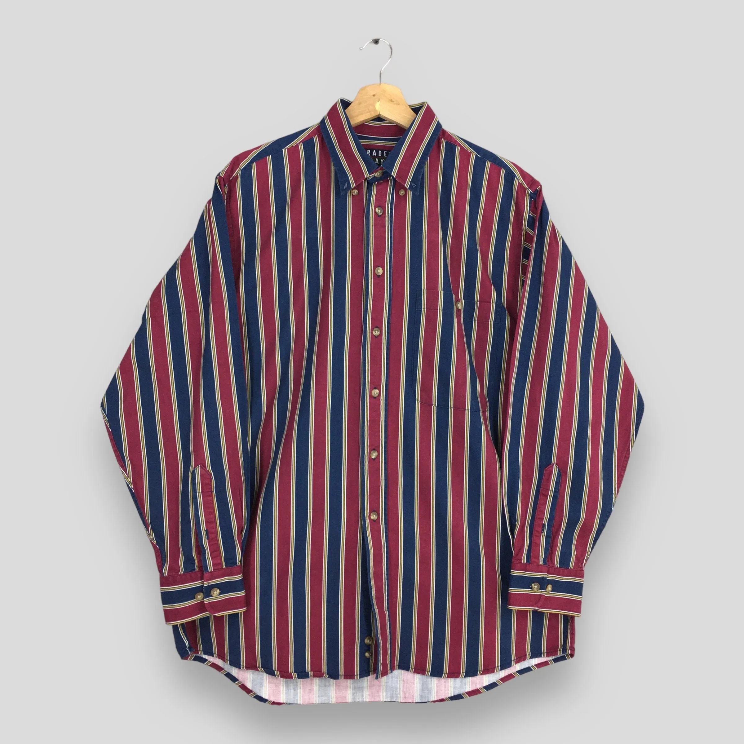 Multicolor Red Stripes Flannel Shirt Large