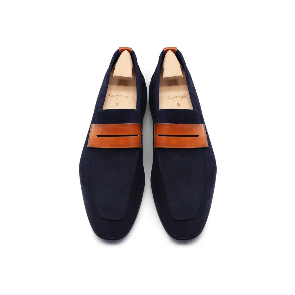 Navy Tahiti Suede Loafers