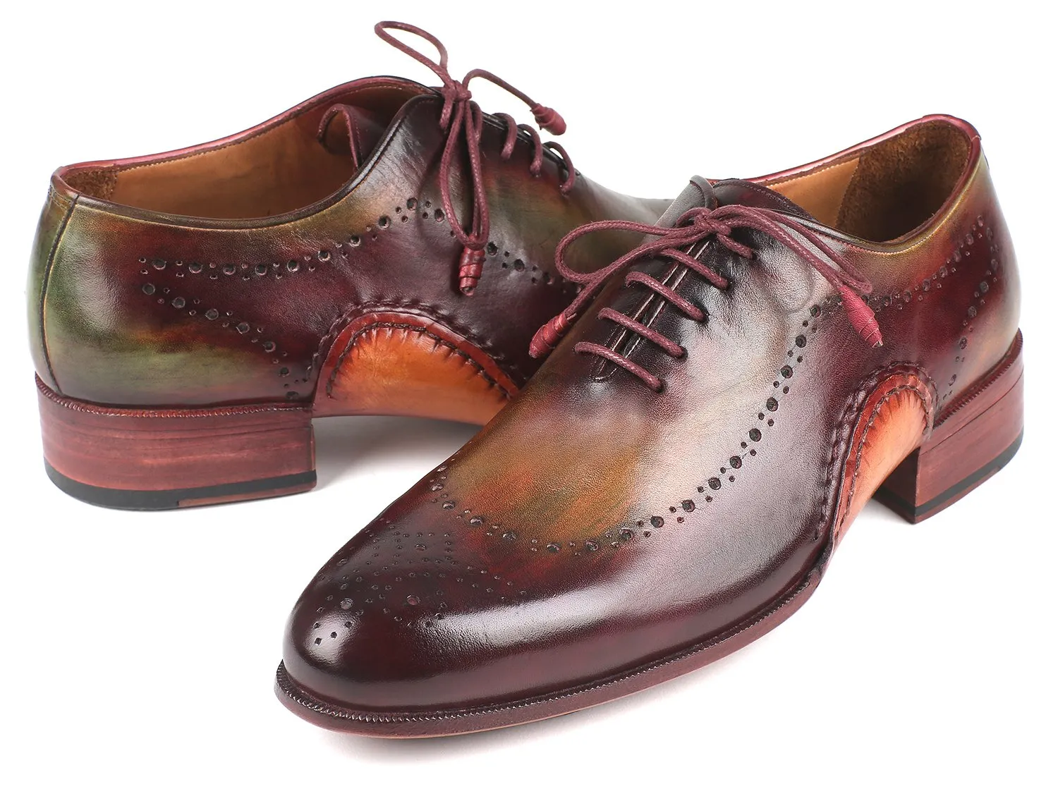 Paul Parkman Green & Bordeaux Leather Oxfords