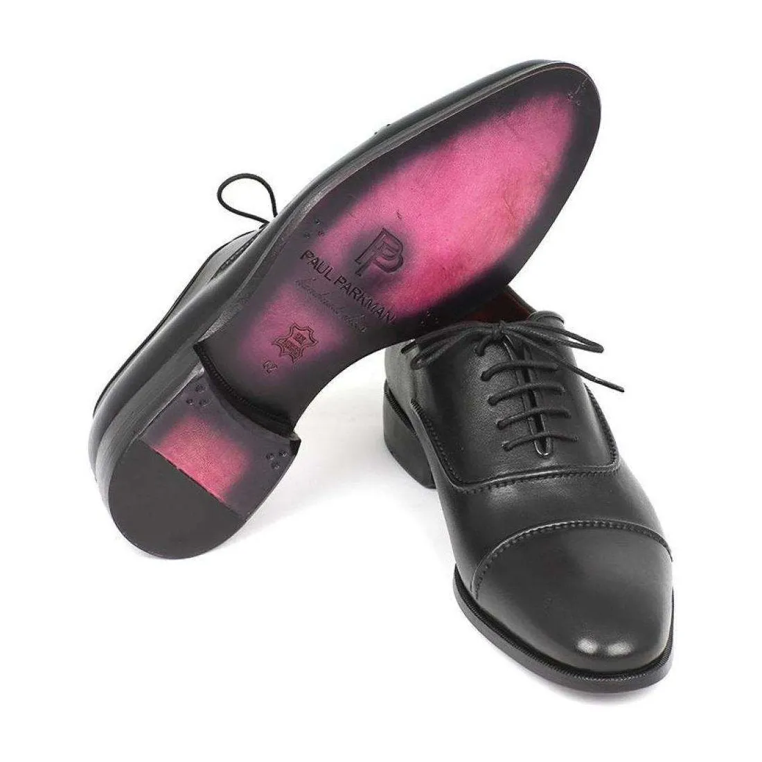 Paul Parkman Handmade Designer Shoes Men's Handmade Designer Shoes Captoe Black Oxfords (PM5224)