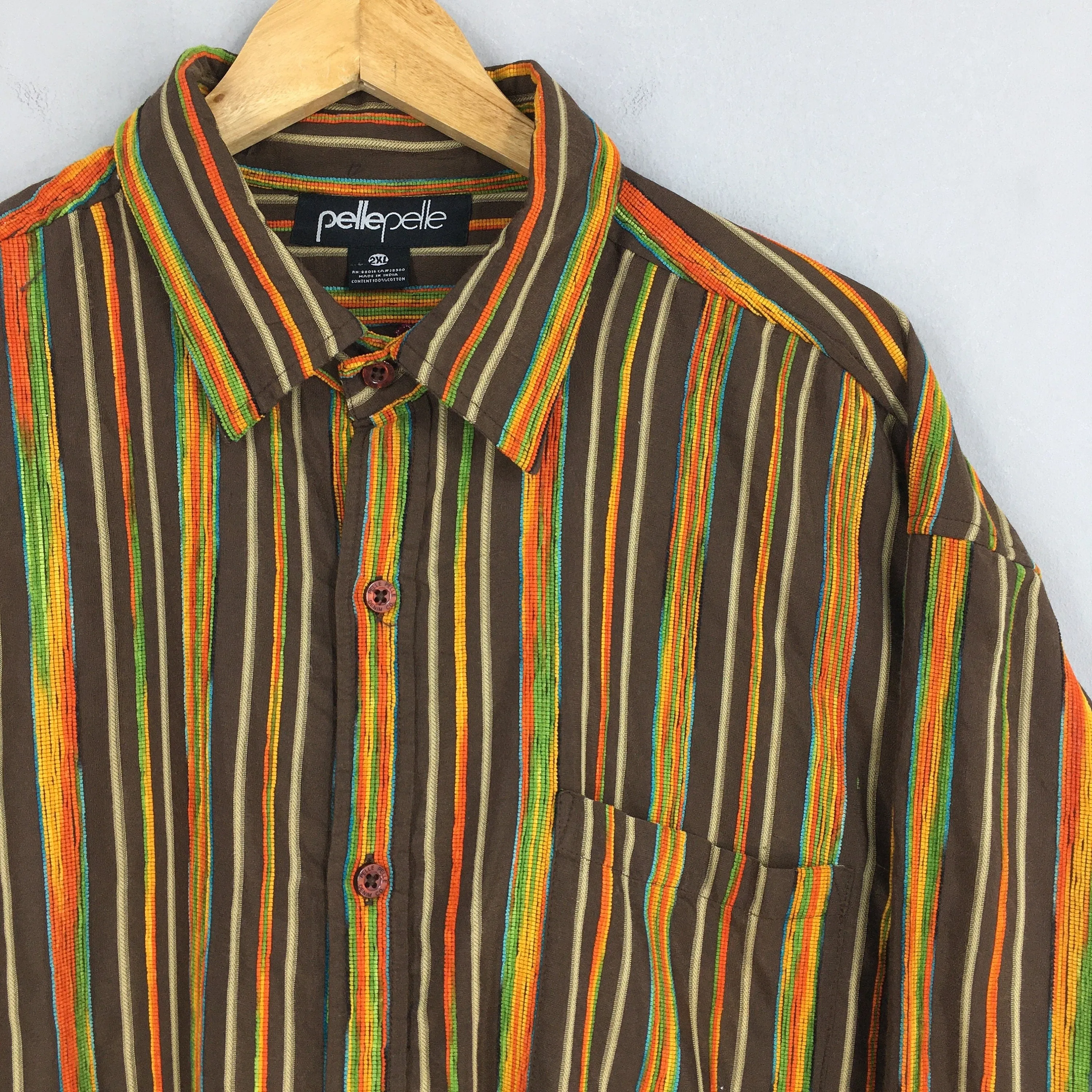 Pelle Pelle Multicolor Stripes Flannel Shirt XXLarge