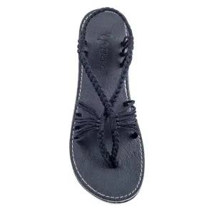 Plaka Black Seashell Flat Sandal