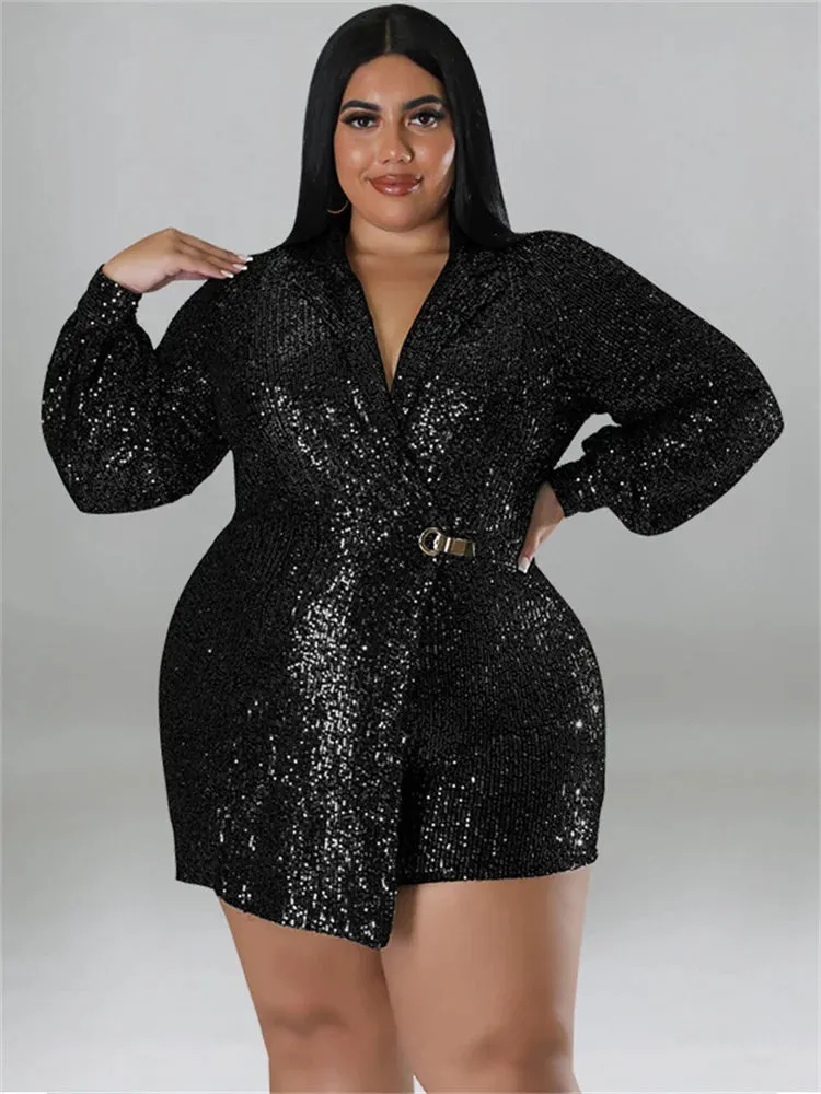 Plus Size Solid V Neck One Piece Outfit