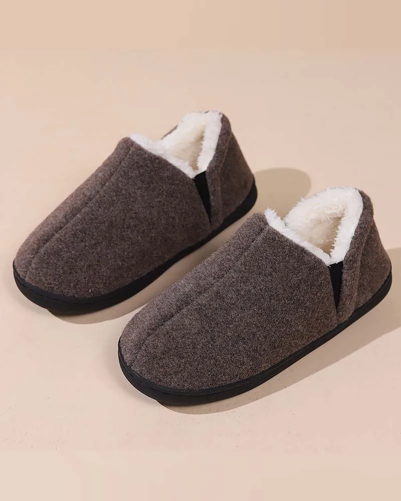 Plush solid color all-inclusive flat shoes