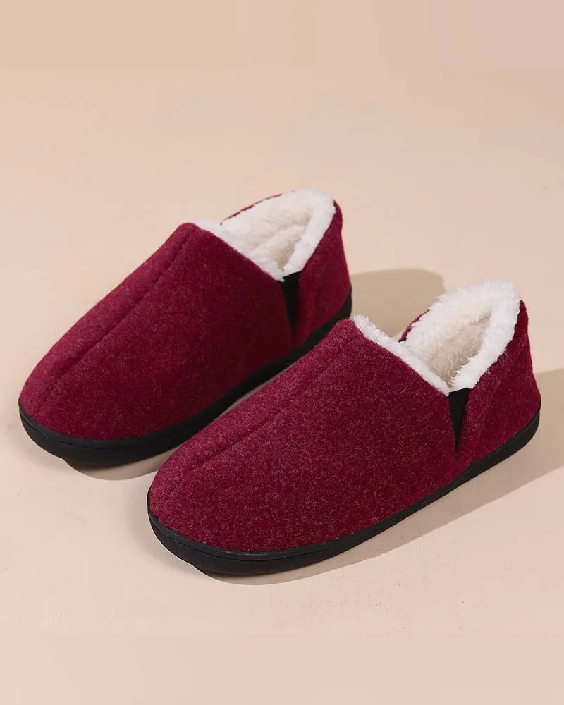 Plush solid color all-inclusive flat shoes