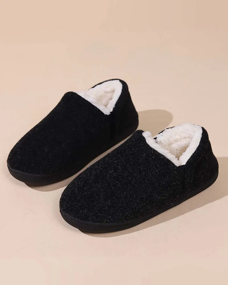 Plush solid color all-inclusive flat shoes