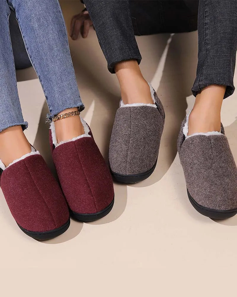 Plush solid color all-inclusive flat shoes