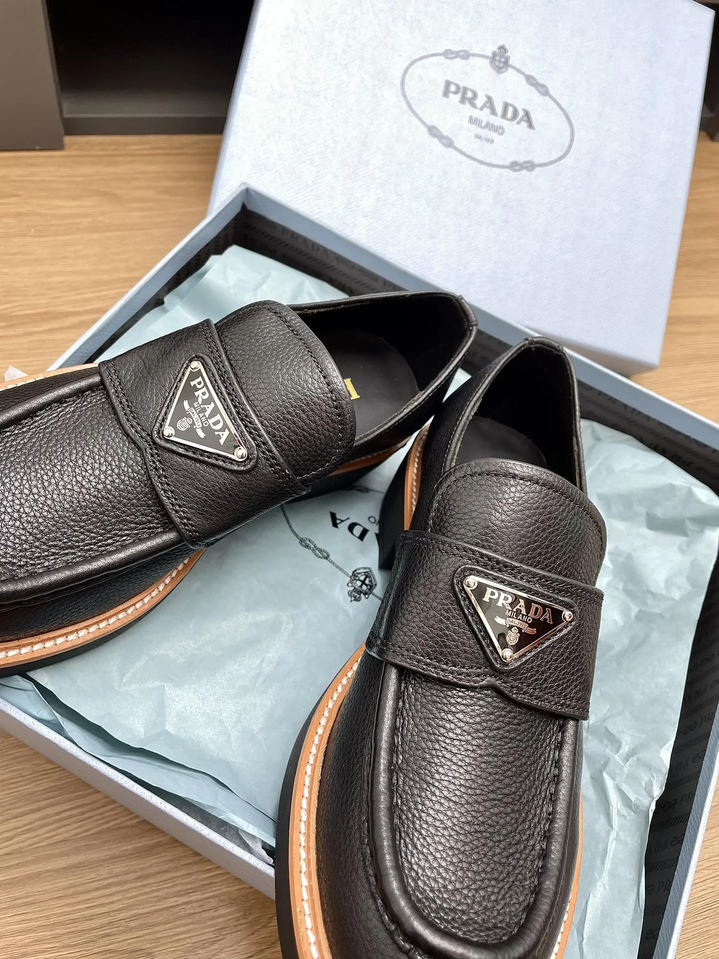 PRA CHOCOLATE LOAFERS BLACK CALFSKIN