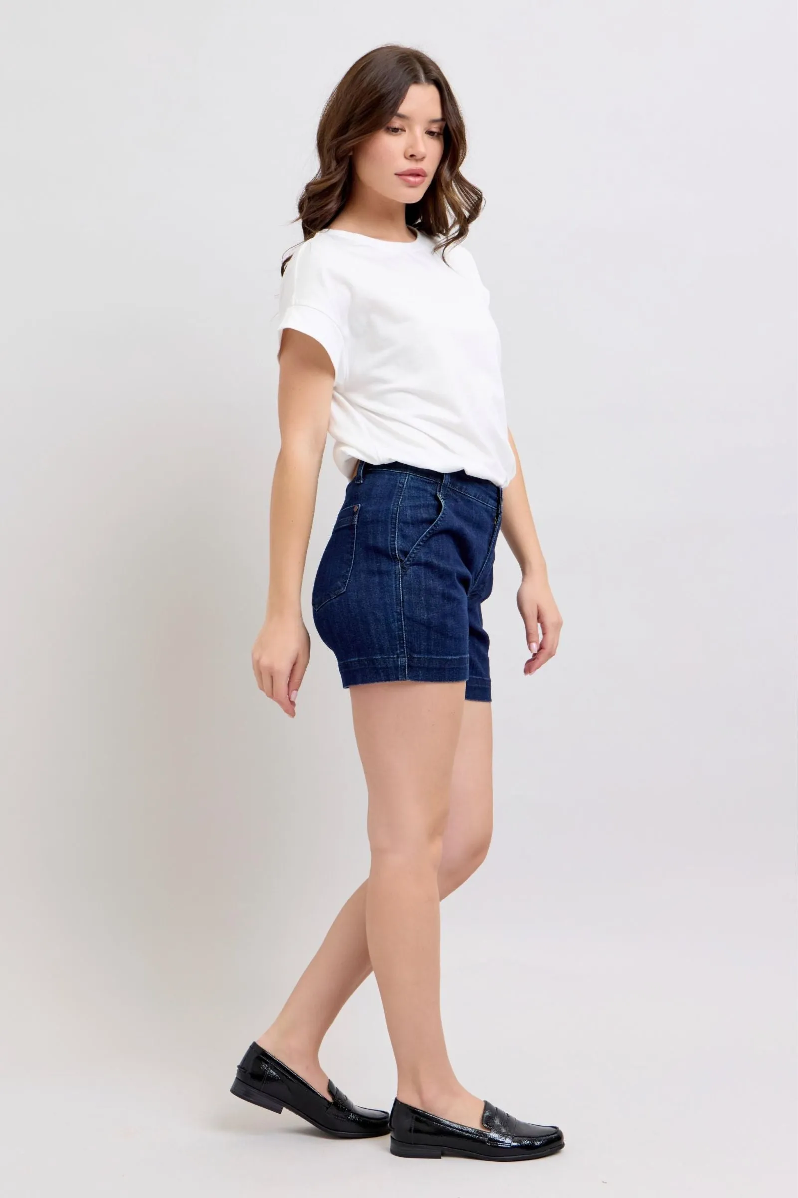 PRE-ORDER Judy Blue High Waist Dark Denim Trouser Shorts