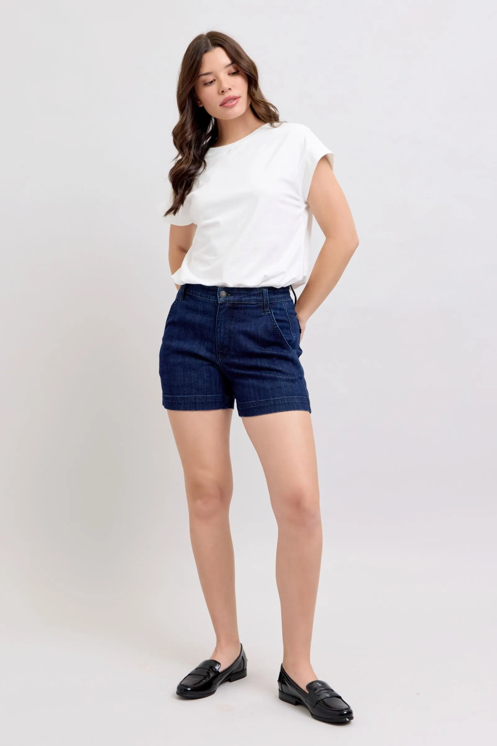 PRE-ORDER Judy Blue High Waist Dark Denim Trouser Shorts