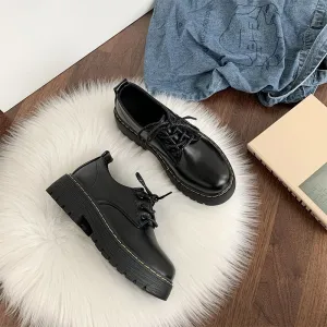 Purpdrank - Women Shoes Autumn Round Toe Female Footwear All-Match Loafers With Fur Clogs Platform Casual Sneaker British Style Oxfords Fall