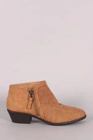 Qupid Perforated Zip-Up Booties