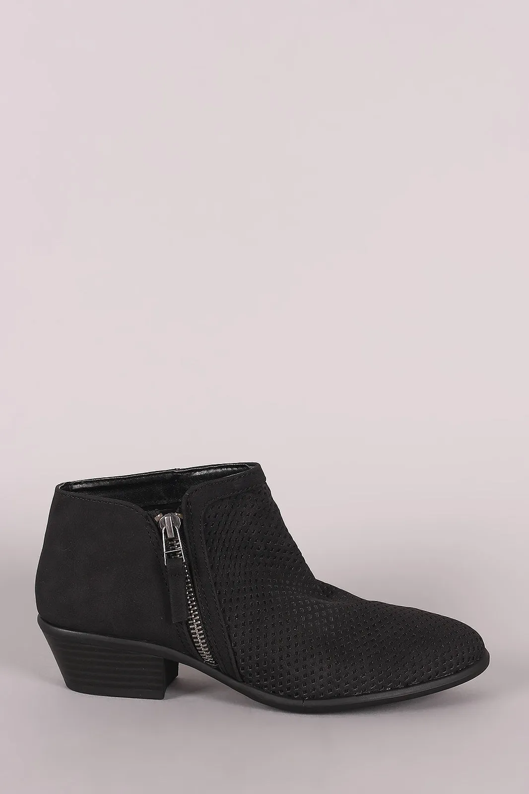 Qupid Perforated Zip-Up Booties