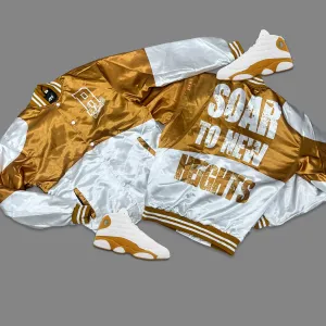 RETRO LABEL SOAR NEW HEIGHTS SATIN JACKET (RETRO 13 RETRO WHEAT)