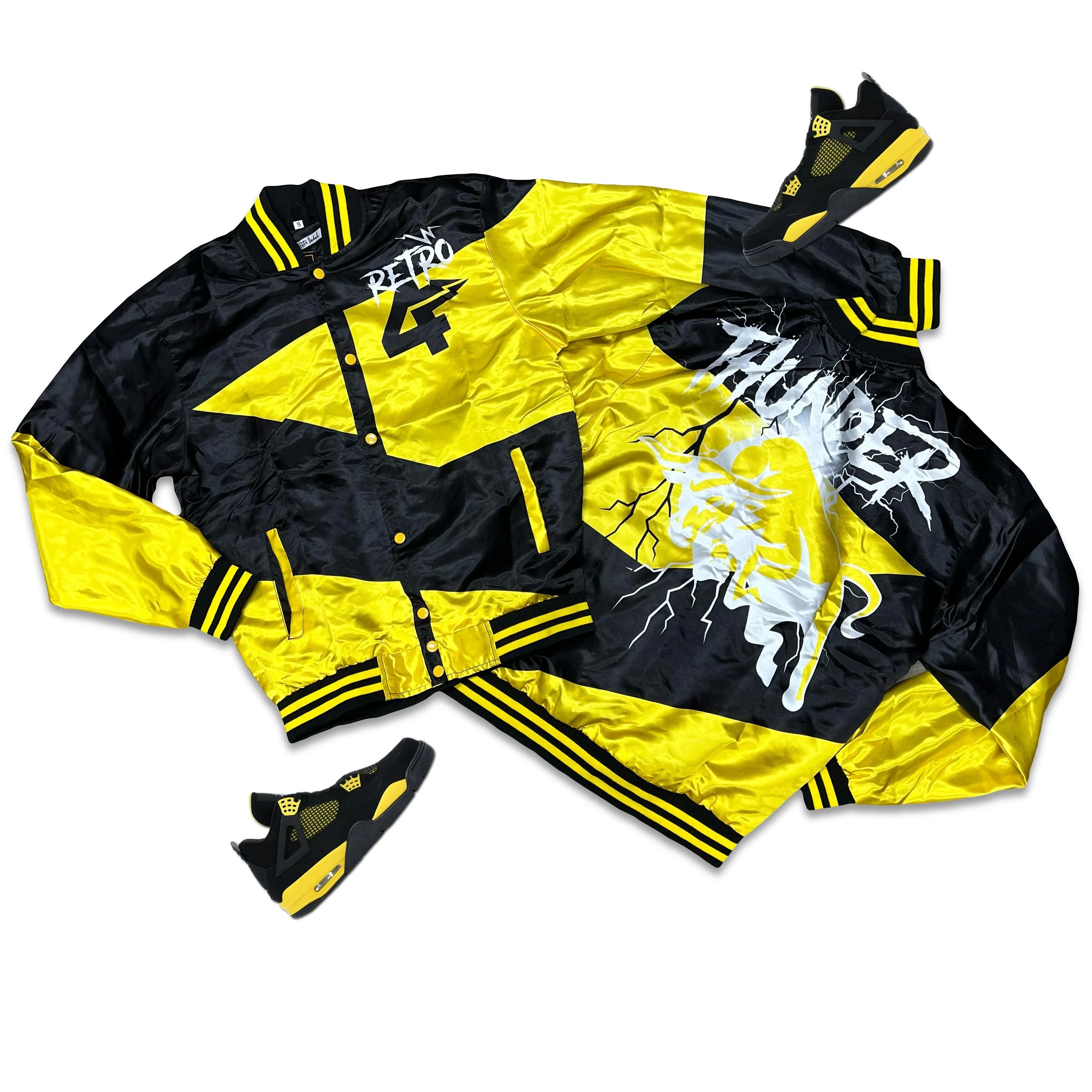 RETRO LABEL Thunder Satin JACKET (RETRO 4 Yellow Thunder)