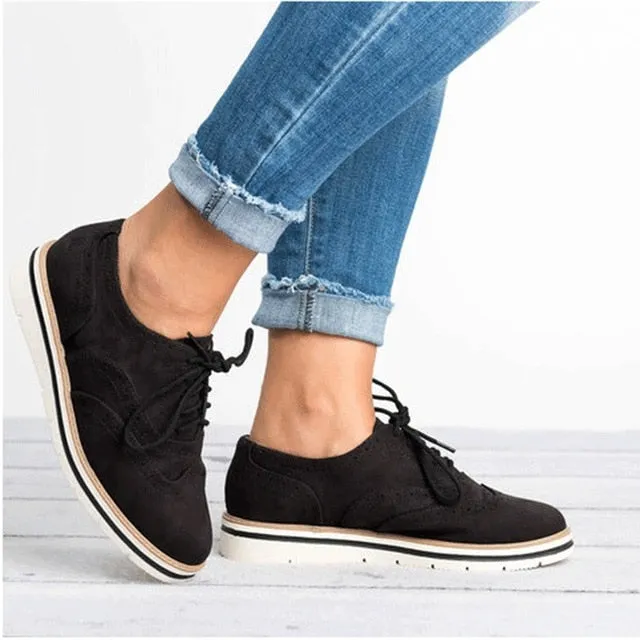 Shoes Woman Platform Oxfords British Style Creepers Cut-Outs