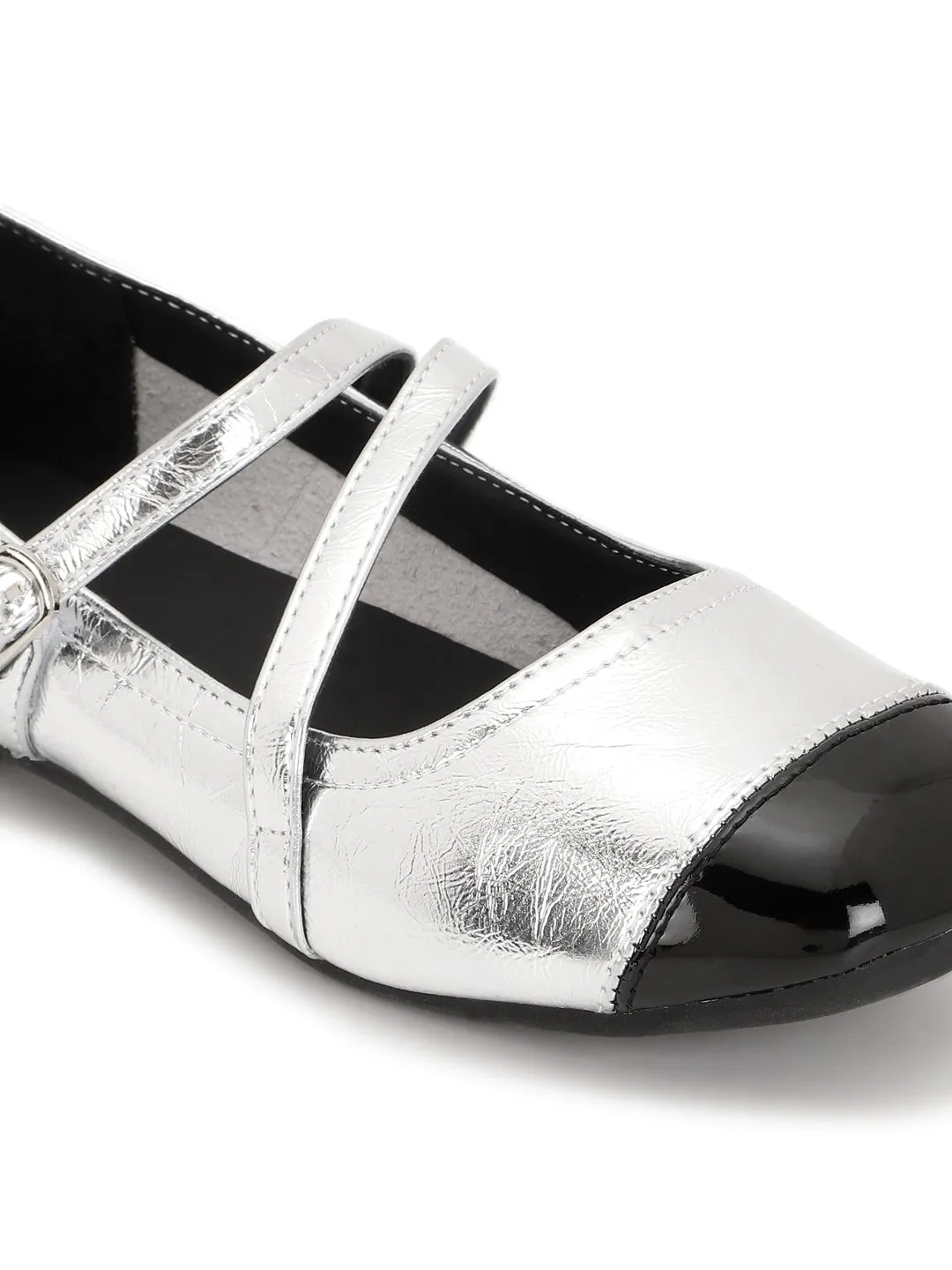 Silver PU Ballerina Flats (TC-RS3630-SIL)