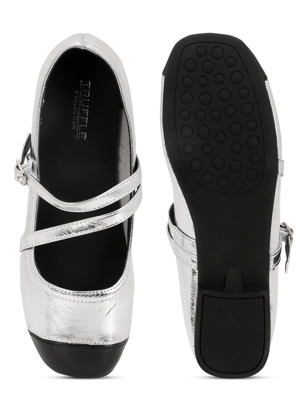 Silver PU Ballerina Flats (TC-RS3630-SIL)