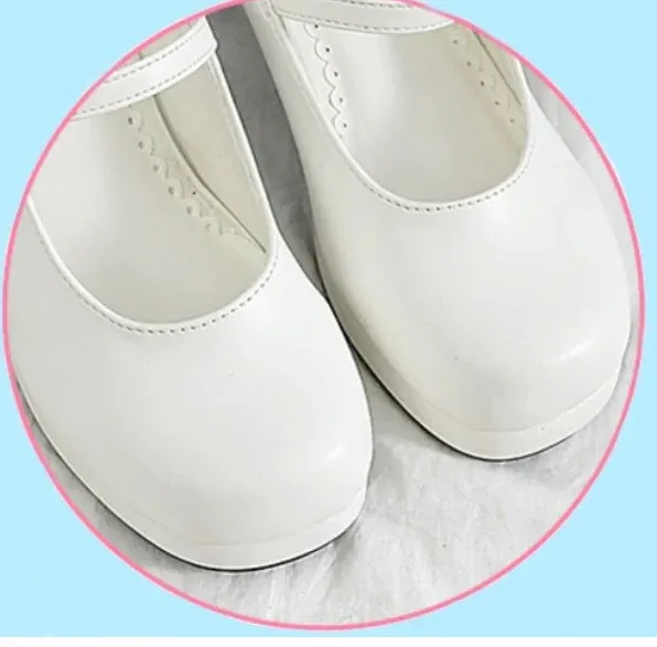 Sohiwoo kawaii shoea round head Simple generous women shoes sweet lolita princess loli cosplay jk uniform lolita shoes college student