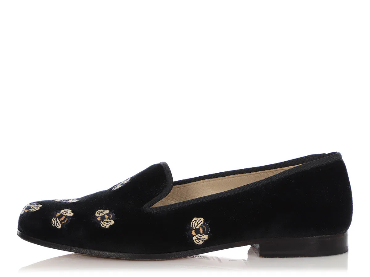 Stubbs & Wootton Black Velvet Bee Loafers