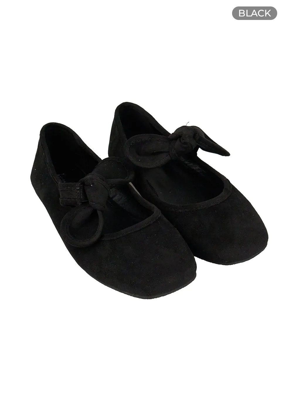 Suede Ribbon Charm Flats OG409