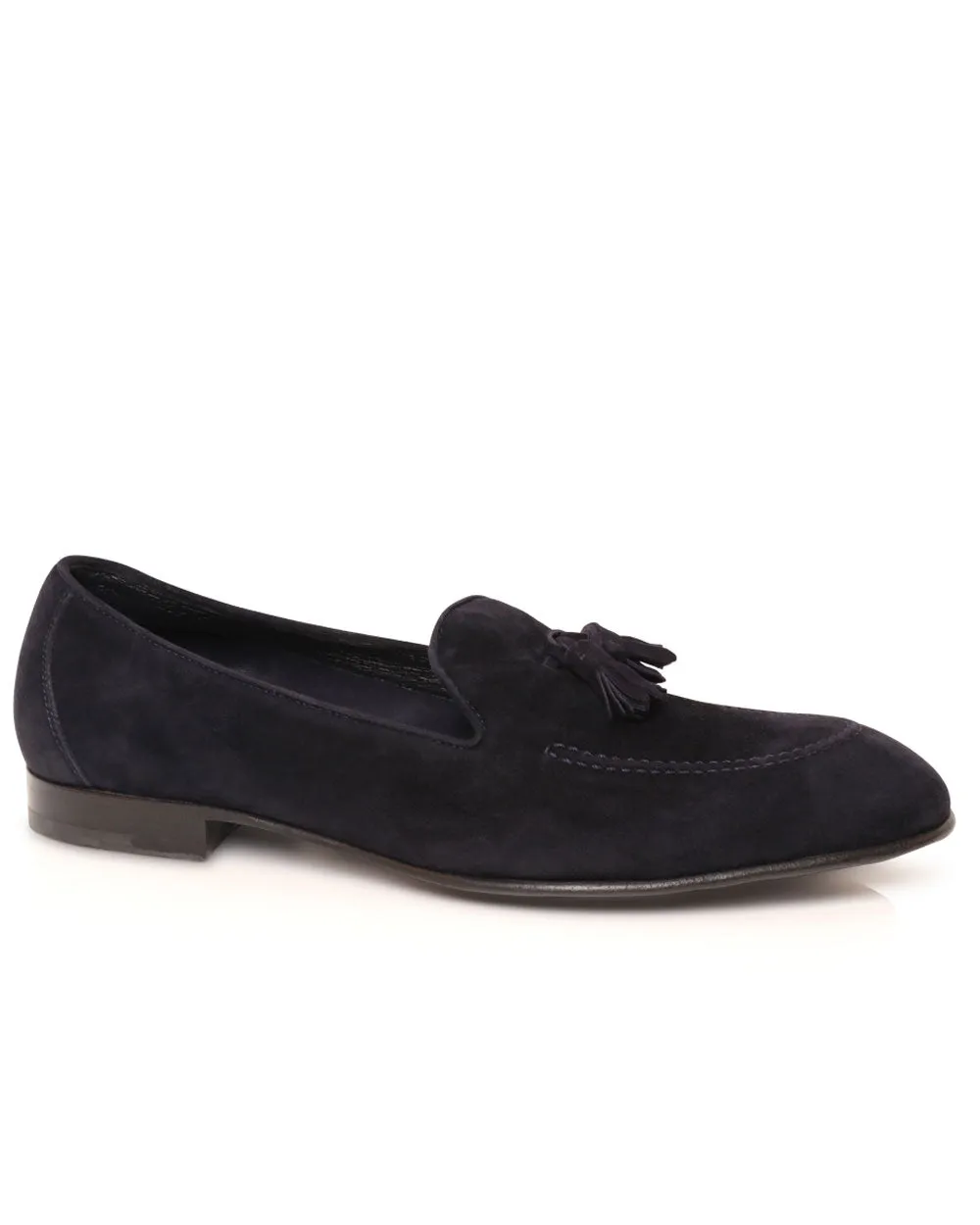 Suede Tassel Loafer in Midnight Blue