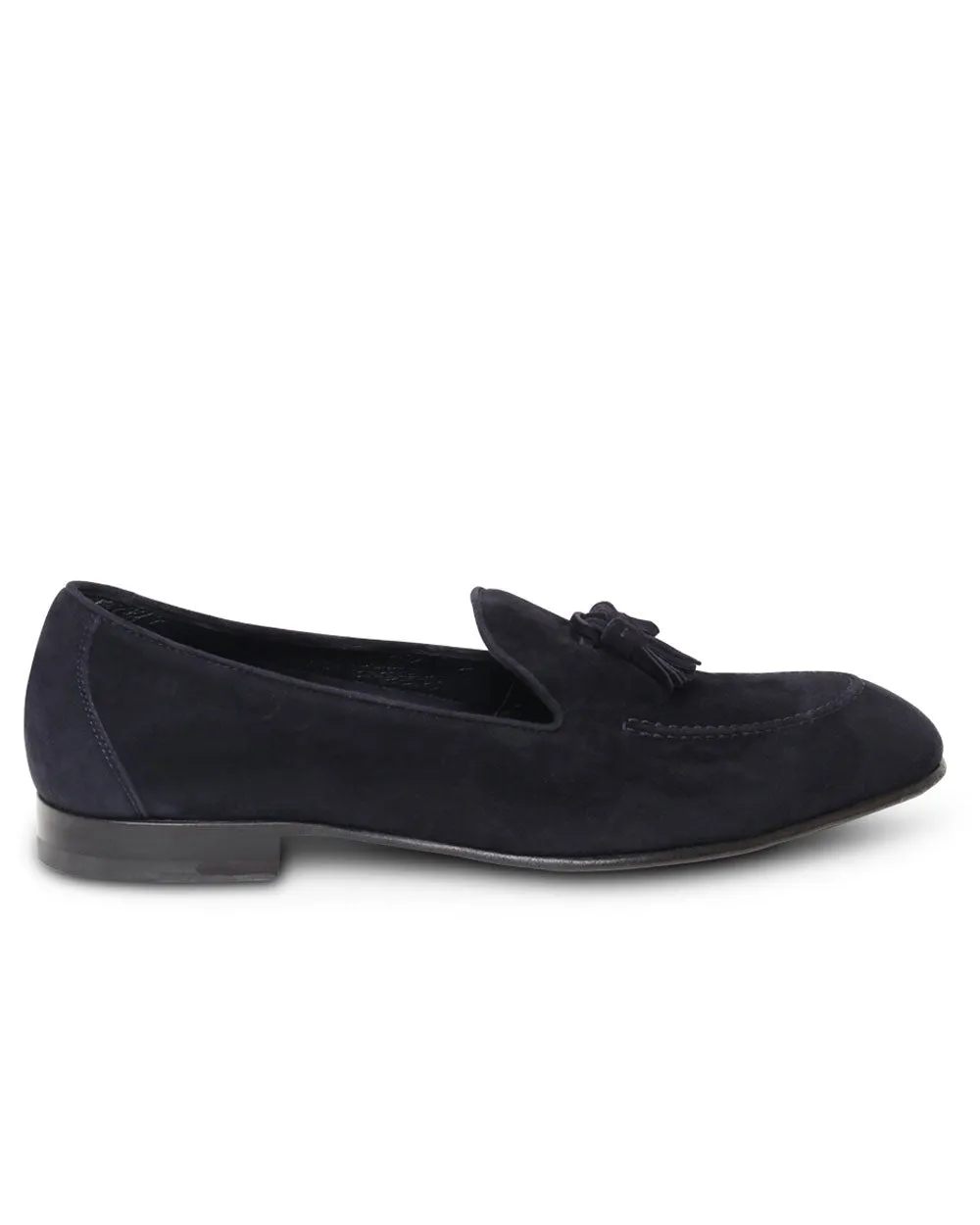 Suede Tassel Loafer in Midnight Blue