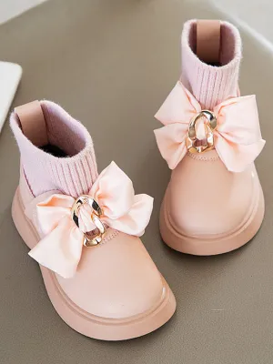 Sweetest Satin Bow Sock Loafers By Liv and Mia