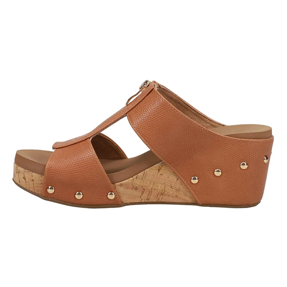 Taboo Studded Embossed Wedge Sandals