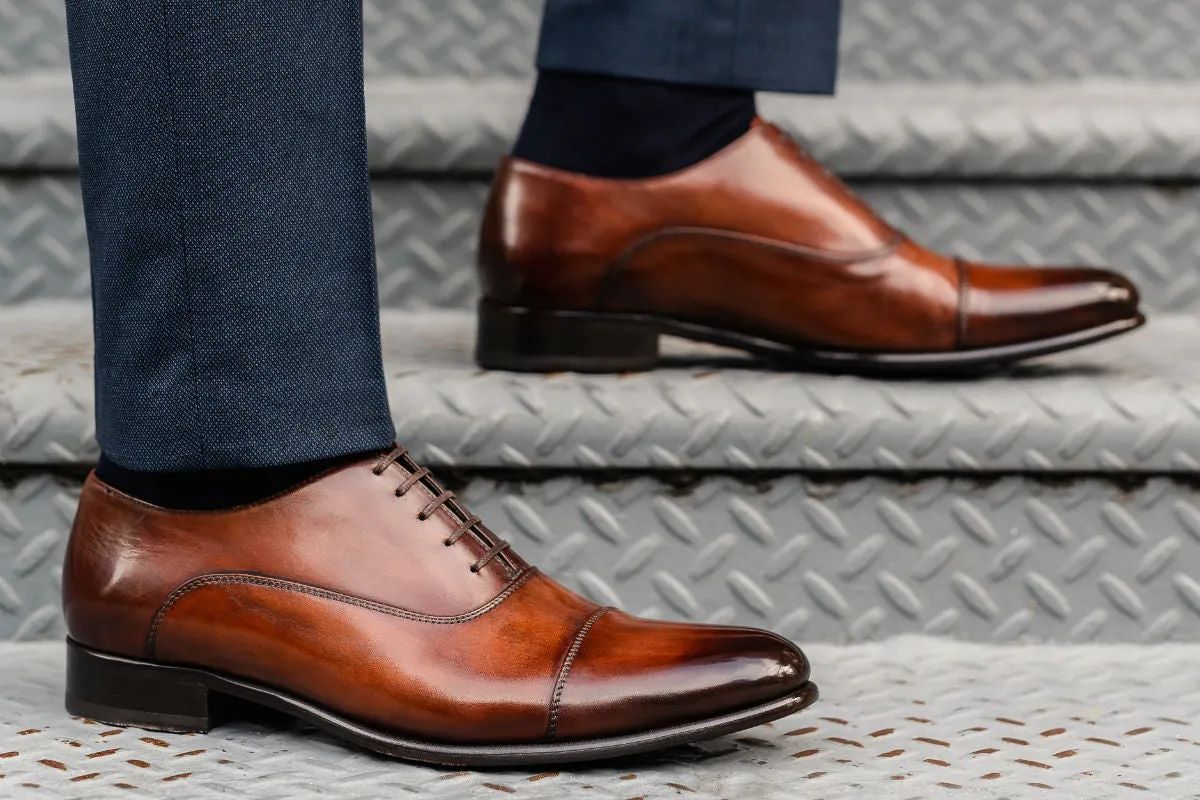 The Cagney II Stitched Cap-Toe Oxford - Brown